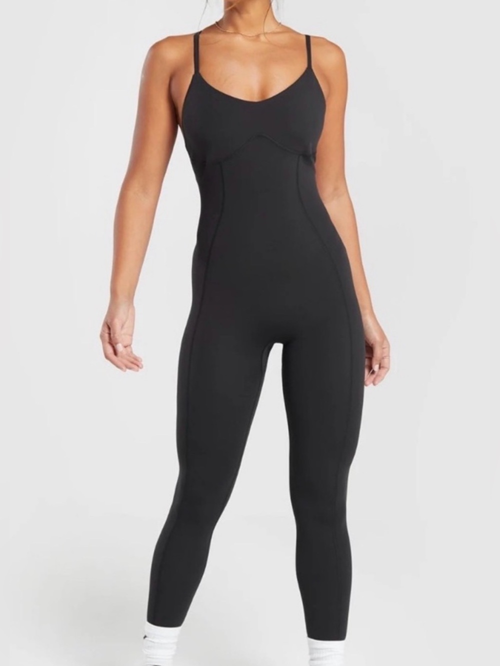 Gymshark Strappy All In One Jumpsuit Black Small Shelf Bra Activewear size Small